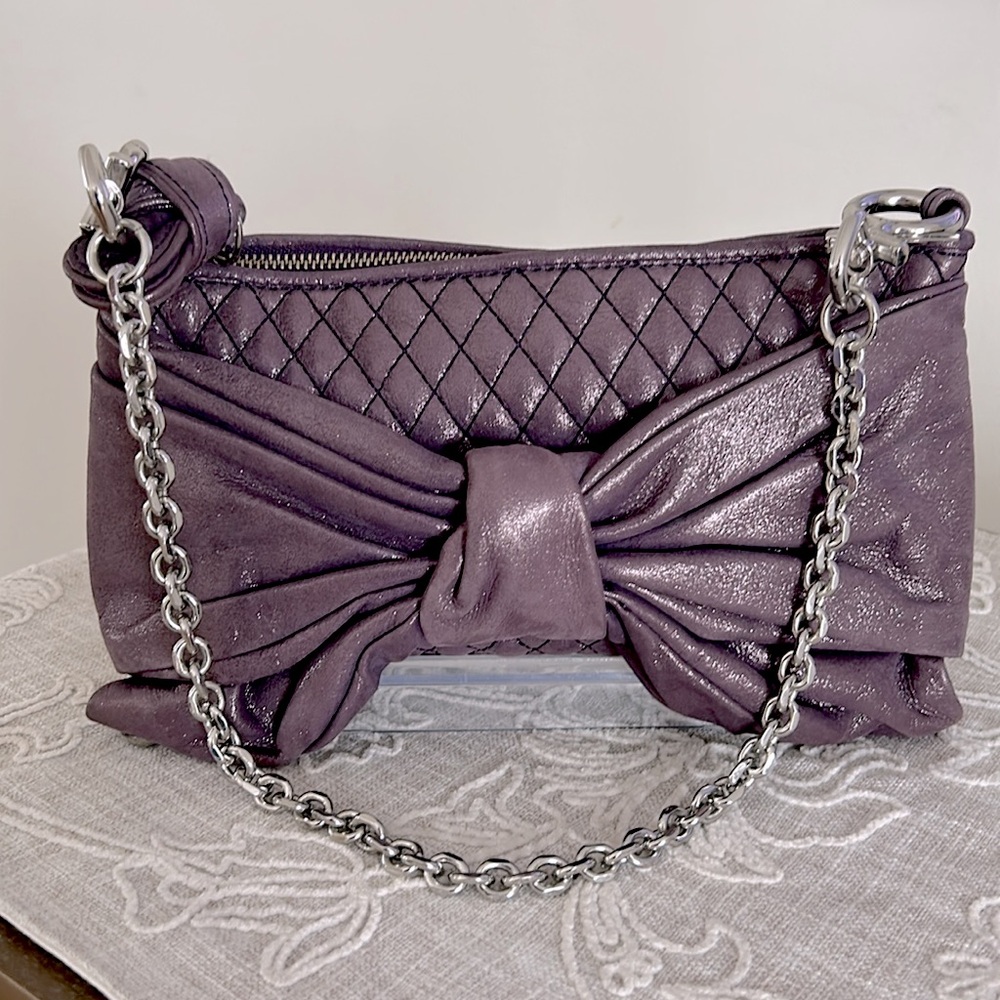 Juicy Couture Vintage Shimmery Purple Quilted Leather Bag With Bow Detail